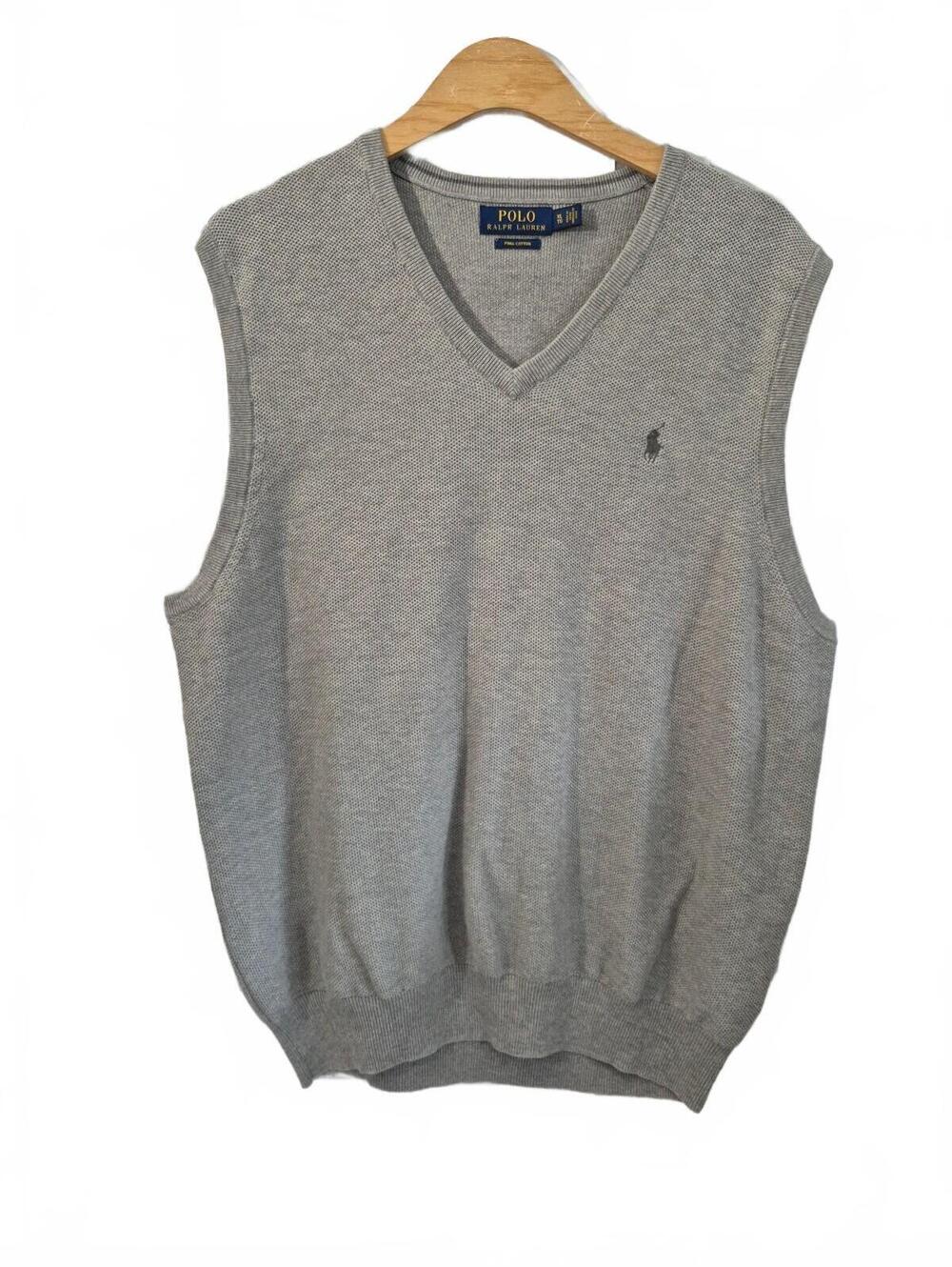 Polo Ralph Lauren Men’s Gray Pima Cotton V-Neck Sweater Vest Xl – Classic Polo